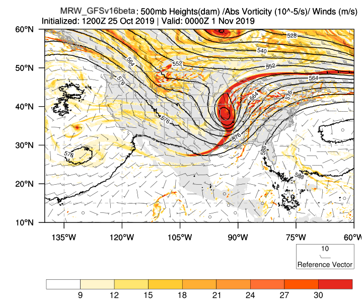 Plotting 500mb Geopotential Height and Absolute Vorticity"